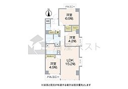 チュリス武蔵関 3LDKの間取図画像