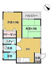 イーストヴィレッジ山田 2DKの間取図画像