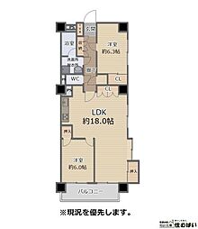 赤坂パインマンション 2LDKの間取図画像