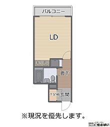 朝日プラザ天神 1Kの間取図画像