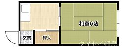 松葉荘 1Kの間取図画像