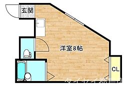Osaka Metro今里筋線 清水駅 徒歩4分の賃貸マンション 3階ワンルームの間取り