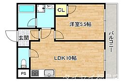 Osaka Metro今里筋線 清水駅 徒歩8分の賃貸マンション 3階1LDKの間取り