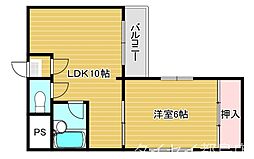 サンシャイン御幸 1LDKの間取図画像