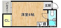 Osaka Metro谷町線 千林大宮駅 徒歩17分の賃貸マンション 4階ワンルームの間取り