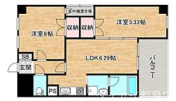 Osaka Metro長堀鶴見緑地線 大阪ビジネスパーク駅 徒歩6分の賃貸マンション 7階2LDKの間取り