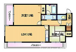 JR東西線 大阪城北詰駅 徒歩7分の賃貸マンション 11階2LDKの間取り