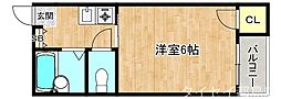 Osaka Metro谷町線 関目高殿駅 徒歩3分の賃貸マンション 2階1Kの間取り