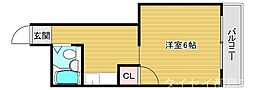 カーサー桜宮 1Kの間取図画像