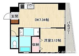 エクセレント大阪城公園 1DKの間取図画像