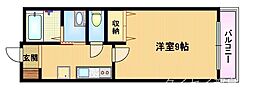 奥村第2ハイツ 1Kの間取図画像