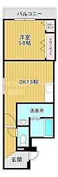 フジパレス中宮3番館 1DKの間取図画像