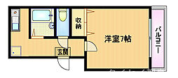 サニーパレス都島 1Kの間取図画像