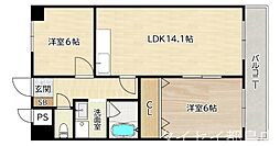 エクセラン・ナビール 2LDKの間取図画像