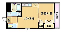 エスライズ都島 1LDKの間取図画像