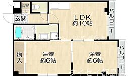 プレステージ中宮 2LDKの間取図画像