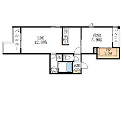 ラクール北本町 1LDKの間取図画像