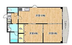 Osaka Metro千日前線 南巽駅 徒歩4分の賃貸マンション 8階2LDKの間取り