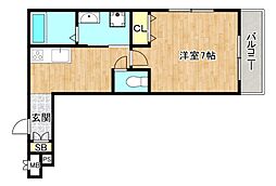 JR大阪環状線 桃谷駅 徒歩7分の賃貸アパート 3階1Kの間取り