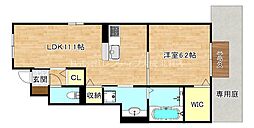 サンフェリスタ 1階1LDKの間取り