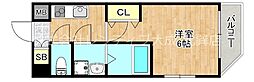 MESSAGE新今里 1Kの間取図画像