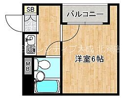 ヴェルテ北巽 1Kの間取図画像