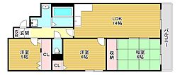 ウィステリア今里 3LDKの間取図画像