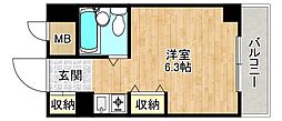 朝日プラザ桃谷パサージュ ワンルームの間取図画像