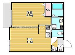 ユニヴェール 1LDKの間取図画像