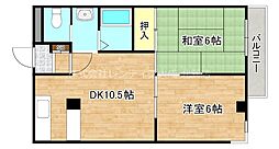 サンプラザ今里一番館 2LDKの間取図画像