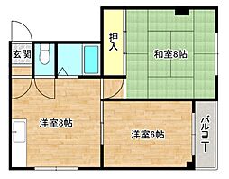 ジョイフリー富士 2DKの間取図画像