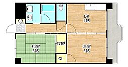 ファミーユ勝山 2DKの間取図画像