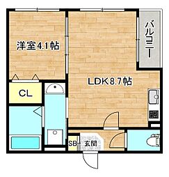 ハーモニーテラスTOWA 1LDKの間取図画像