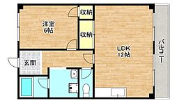 プリンストン布施 1LDKの間取図画像