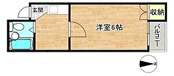 レクサス新今里 1Kの間取図画像