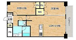 グランドレッセ今里 2LDKの間取図画像