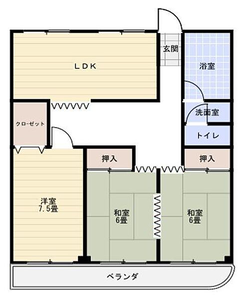 エクセレント宝殿　1号棟 410｜兵庫県高砂市神爪 3丁目(賃貸マンション3DK・4階・67.56㎡)の写真 その2