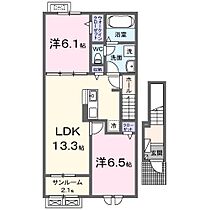 アイルーII 205 ｜ 兵庫県朝来市和田山町枚田岡（賃貸アパート2LDK・2階・63.03㎡） その2