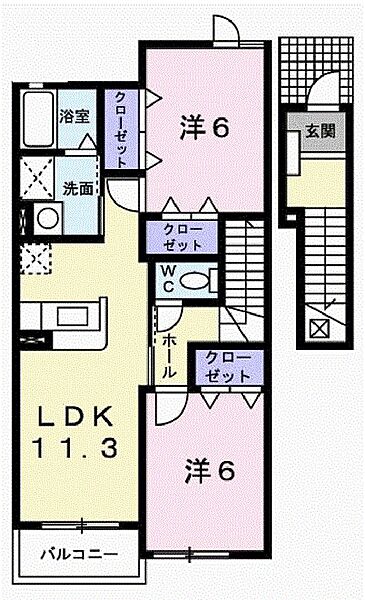 ヴィエルジュ 202｜兵庫県西脇市上野(賃貸アパート2LDK・2階・58.48㎡)の写真 その2