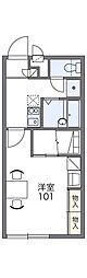 レオパレスＩＳＡＢＥ 2階1Kの間取り