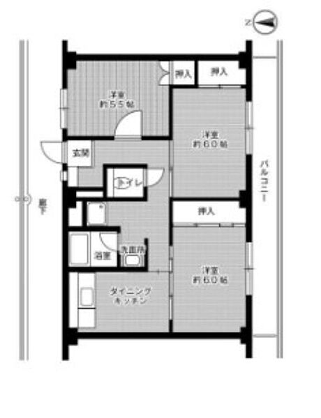 ビレッジハウス尾上　2号棟 401｜兵庫県加古川市尾上町池田(賃貸マンション3DK・4階・57.96㎡)の写真 その2