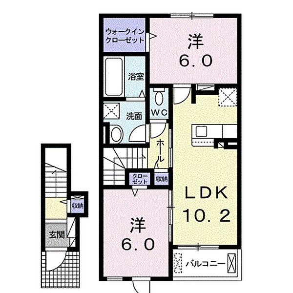 パン　リーヴルII 202｜兵庫県高砂市阿弥陀町北池(賃貸アパート2LDK・2階・56.61㎡)の写真 その2