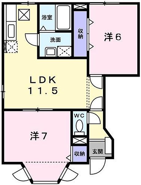 アメニティー北平野Ｂ 101｜兵庫県姫路市北平野 5丁目(賃貸アパート2LDK・1階・53.51㎡)の写真 その2