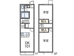 レオパレスフィールズSTAY 2DKの間取図画像