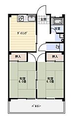 エクセレント宝殿3号棟 2DKの間取図画像