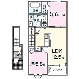 ルーチェ デル ソーレ 2LDKの間取図画像