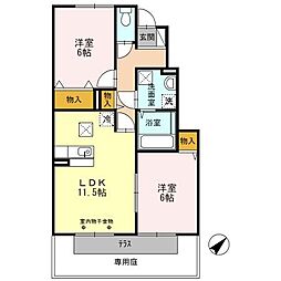 ウィットナナ 2LDKの間取図画像