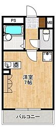 フロレスタ三輪 ワンルームの間取図画像