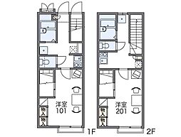 レオパレスドミール細江N弐番館 1Kの間取図画像