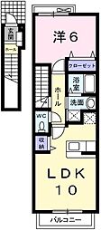 グッチ・アラモード 1LDKの間取図画像